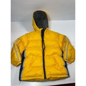 I Madison Kids Yellow Hooded Puffer Jacket with Fleece Lining‎